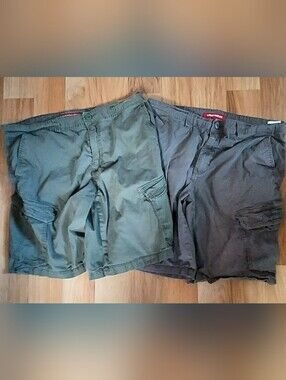 Union Bay Cargo Shorts Mens 36x11 Olive Green Gray Cotton Utility Outdoor